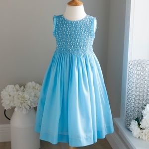 Smocked Dress Blue Sleeveless Luli & Me Size 4 Summer Vacation Party Like New